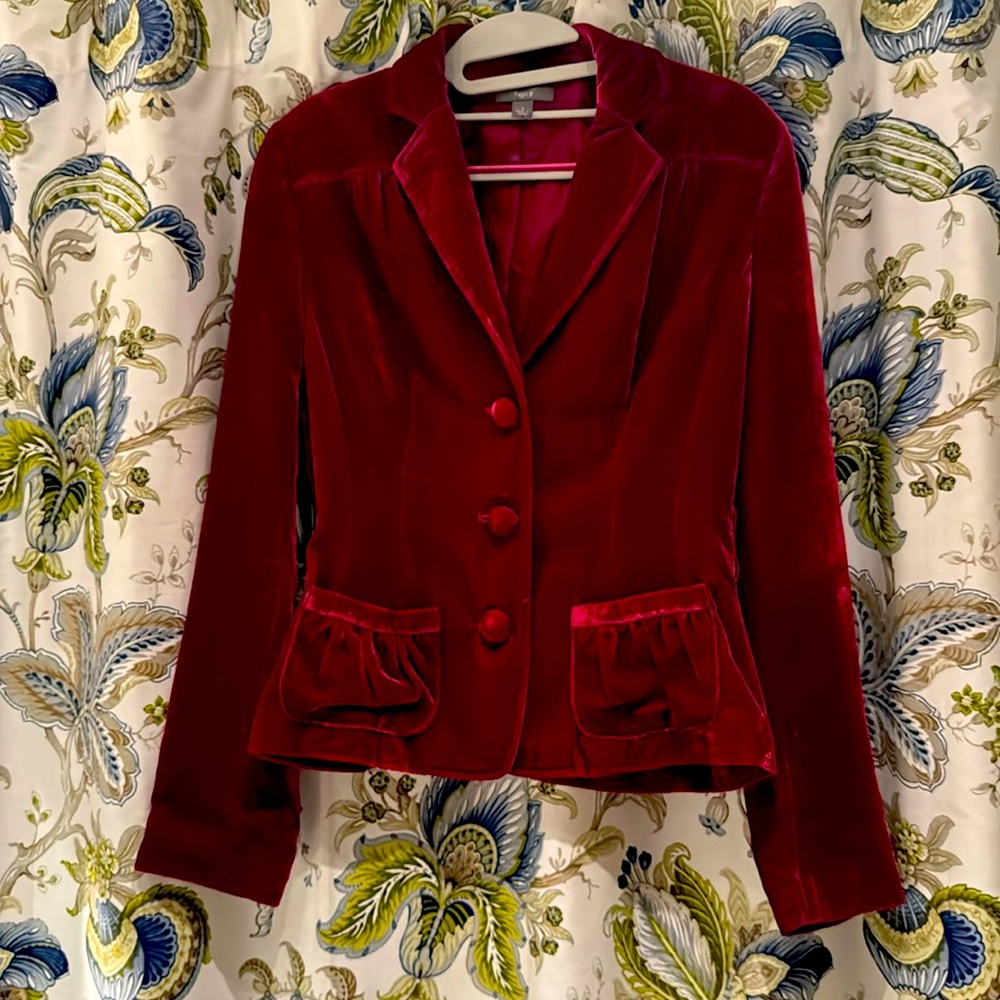 Burgundy Velvet Blazer Size 4
